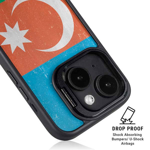 Azerbaijan Flag Distressed iPhone 14 Kickstand Case